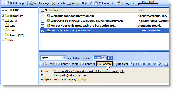 Spam Admin Manual 3 - Forward Spam Image